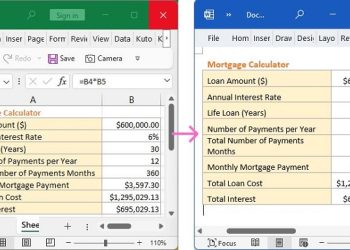 Chèn Excel vào Word không hiển thị hết
