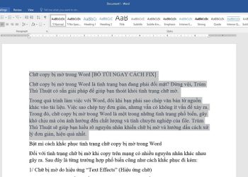 Chữ copy bị mờ trong Word