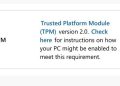 Máy tính không hỗ trợ TPM 2.0