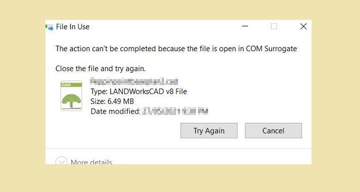 COM surrogate không xóa được file
