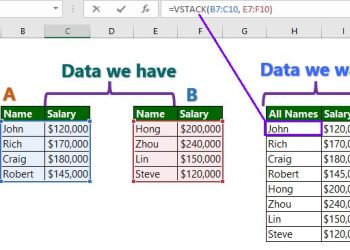 Excel không có hàm VSTACK