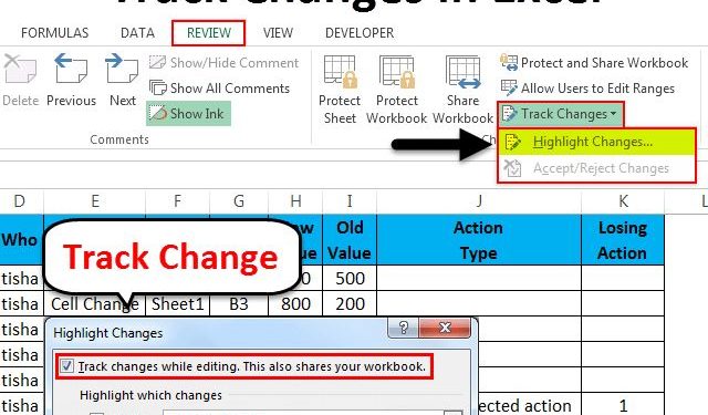 Excel không có Track Change