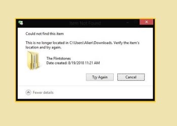 Xóa file báo lỗi verify the item's location and try again