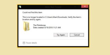 Xóa file báo lỗi verify the item's location and try again