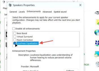 máy tính không có Loudness Equalization