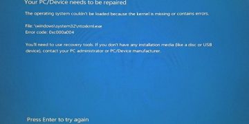 ntoskrnl.exe lỗi màn hình xanh