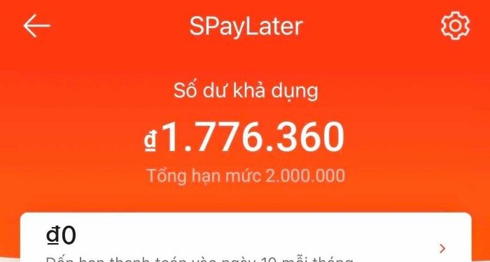 SPayLater không hiện thanh toán