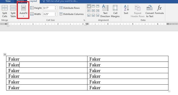 không thấy AutoFit trong Word