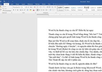 Word bị ẩn thanh công cụ căn lề