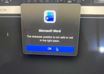 Word hiện “the character position is not valid or not in the right place”
