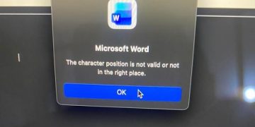 Word hiện “the character position is not valid or not in the right place”