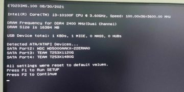 Lỗi All settings were reset to default values