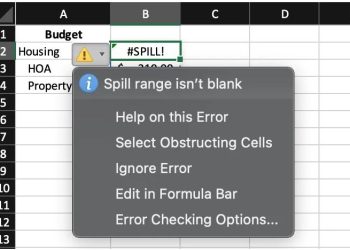 Lỗi SPILL range isn t blank